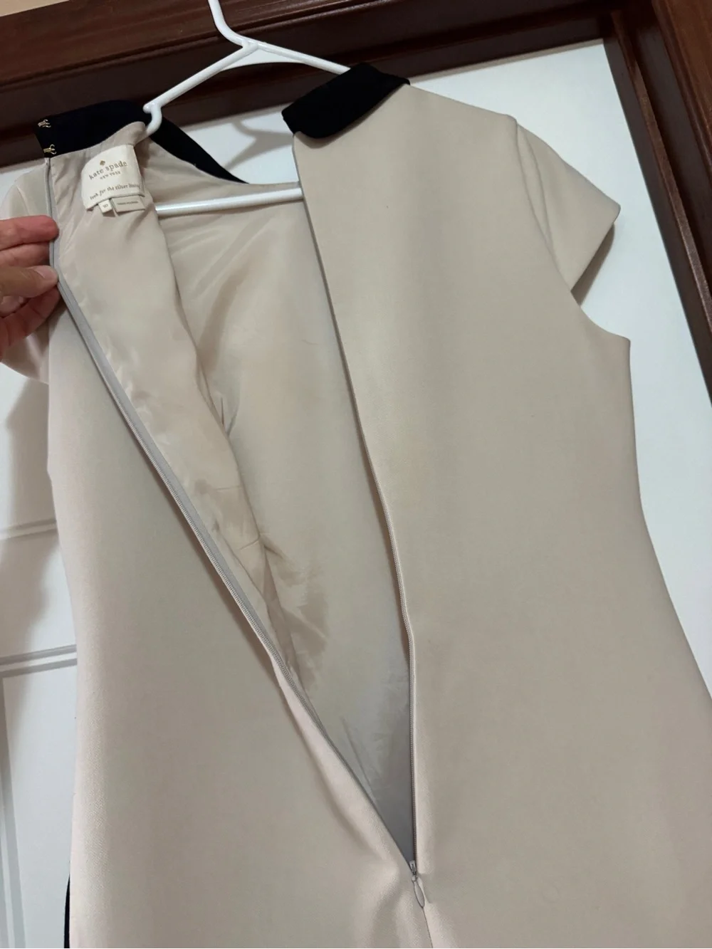 kate spade Cream Midi Dress with Black Peter Pan Collar